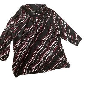 Lane Bryant Black Blouse with Pink Polka Dots